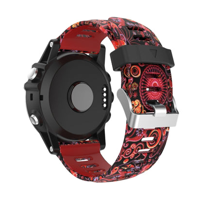 For Garmin Fenix 7X Solar 26mm Camouflage Printed Silicone Watch Band(Red+Jellyfish Camouflage) - Watch Bands by PMC Jewellery | Online Shopping South Africa | PMC Jewellery