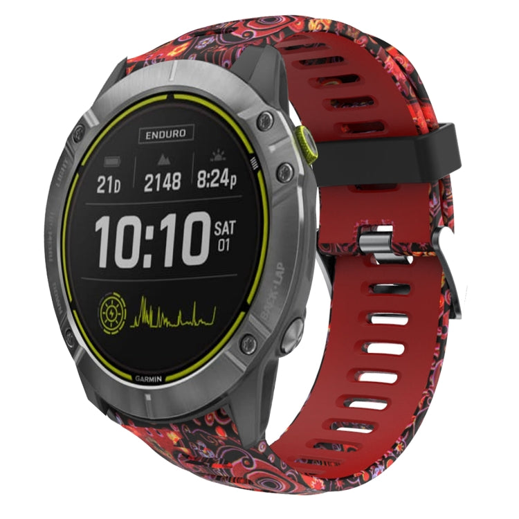 For Garmin Enduro 26mm Camouflage Printed Silicone Watch Band(Red+Jellyfish Camouflage) -  by PMC Jewellery | Online Shopping South Africa | PMC Jewellery