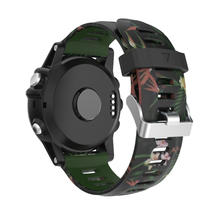For Garmin Descent MK 2i 26mm Camouflage Printed Silicone Watch Band(Army Green+Bamboo Camouflage) - Watch Bands by PMC TechLife | Online Shopping South Africa | PMC TechLife