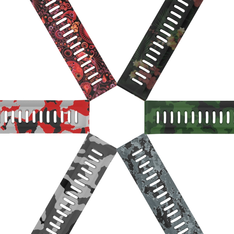 For Garmin Fenix 7X 26mm Camouflage Printed Silicone Watch Band(Army Green+Bamboo Camouflage) - Watch Bands by PMC TechLife | Online Shopping South Africa | PMC TechLife