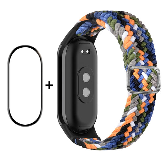 For Xiaomi Mi Band 8 ENKAY Hat-Prince 2 in 1 Set Full Coverage Screen Protector + Elastic Braided Nylon Watch Band(Denim) -  by ENKAY | Online Shopping South Africa | PMC Jewellery