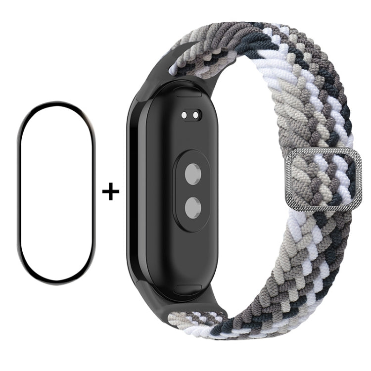 For Xiaomi Mi Band 8 ENKAY Hat-Prince 2 in 1 Set Full Coverage Screen Protector + Elastic Braided Nylon Watch Band(Colorful Black) -  by ENKAY | Online Shopping South Africa | PMC Jewellery