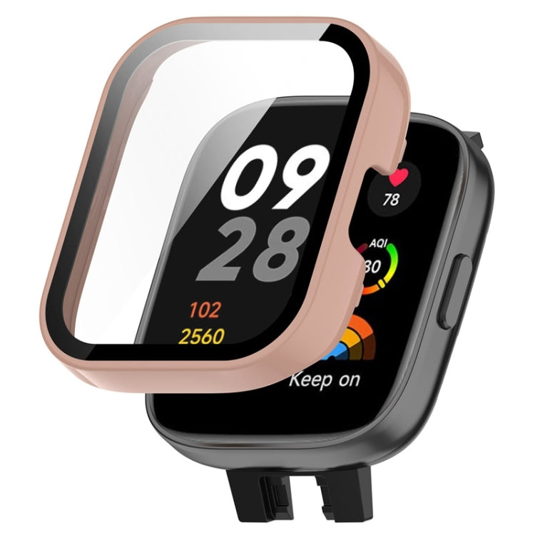 For Redmi Watch 3 ENKAY Hat-Prince Full Coverage PC Frame + Tempered Glass Film Watch Case(Pink) - Watch Cases by ENKAY | Online Shopping South Africa | PMC TechLife | Buy Now Pay Later Mobicred