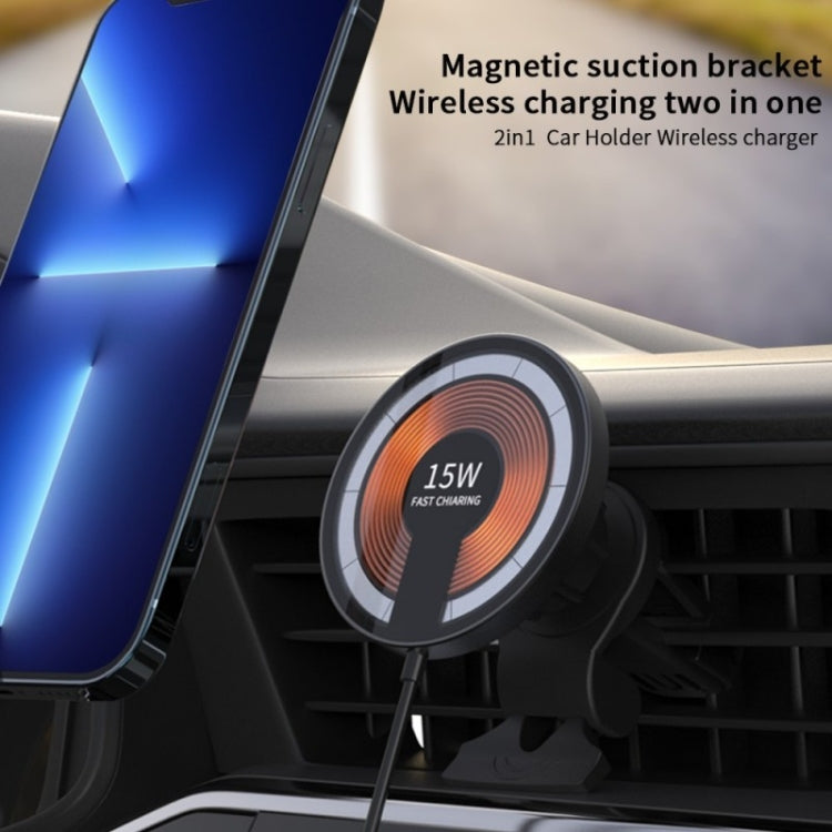 T09 2 in 1 Transparent Car Magnetic Wireless Charger 15W Fast Charging Stand - Car Charger by PMC Jewellery | Online Shopping South Africa | PMC Jewellery