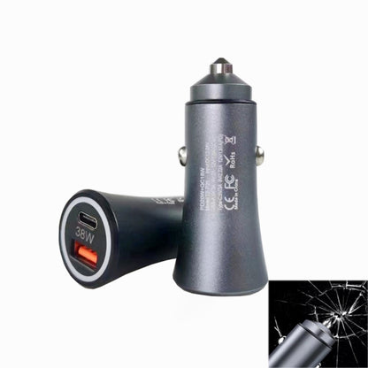 P20 38W PD3.0 20W + QC3.0 USB Safety Hammer Car Charger(Silver Gray) - Car Charger by PMC Jewellery | Online Shopping South Africa | PMC Jewellery