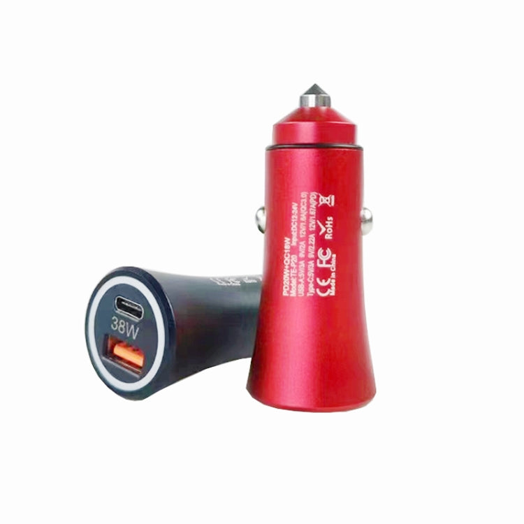 P20 38W PD3.0 20W + QC3.0 USB Safety Hammer Car Charger(Red) - Car Charger by PMC Jewellery | Online Shopping South Africa | PMC Jewellery