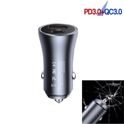 P20 38W PD3.0 20W + QC3.0 USB Safety Hammer Car Charger(Silver Gray) - Car Charger by PMC Jewellery | Online Shopping South Africa | PMC Jewellery