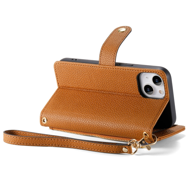 For iPhone 13 Pro Love Zipper Lanyard Leather Phone Case(Brown) - free shipping - PMC TechLife - Order now!