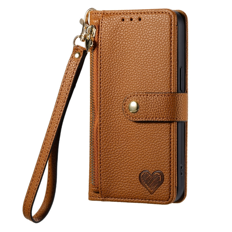 For iPhone 11 Pro Love Zipper Lanyard Leather Phone Case(Brown) - free shipping - PMC TechLife - Order now!