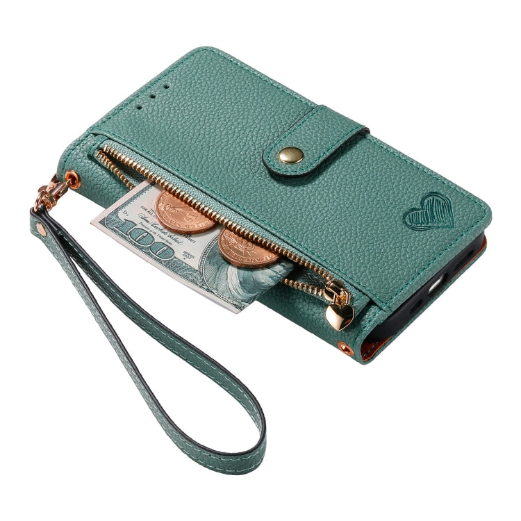 For iPhone 11 Pro Max Love Zipper Lanyard Leather Phone Case(Green) - free shipping - PMC TechLife - Order now!