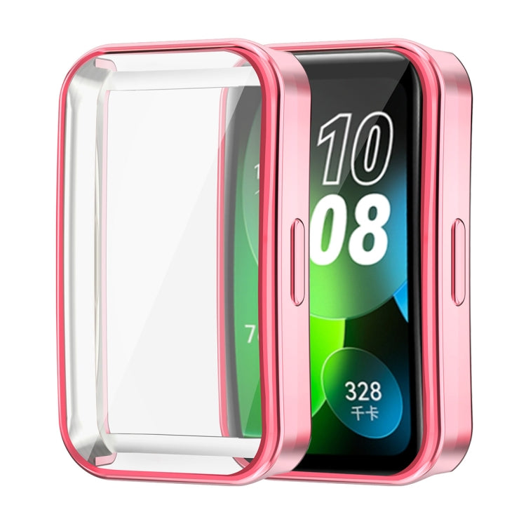 For Huawei Band 8 ENKAY Hat-Prince Full Coverage Electroplated Soft TPU Watch Case with Screen Protection(Pink) - Watch Cases by ENKAY | Online Shopping South Africa | PMC Jewellery