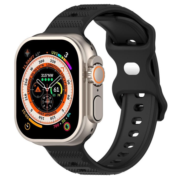 For Apple Watch Ultra 49mm Reverse Buckle Dot Texture Silicone Watch Band(Black) - Watch Bands by PMC Jewellery | Online Shopping South Africa | PMC Jewellery