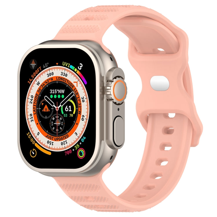 For Apple Watch 8 45mm Reverse Buckle Dot Texture Silicone Watch Band(Pink) - Watch Bands by PMC Jewellery | Online Shopping South Africa | PMC Jewellery