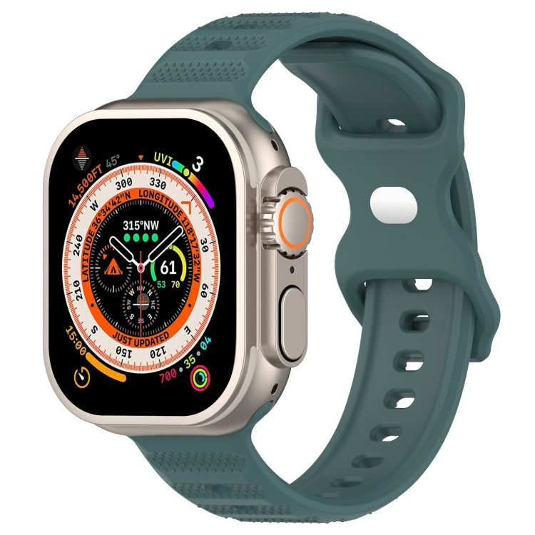 For Apple Watch 8 45mm Reverse Buckle Dot Texture Silicone Watch Band(Olive Green) - Watch Bands by PMC Jewellery | Online Shopping South Africa | PMC Jewellery