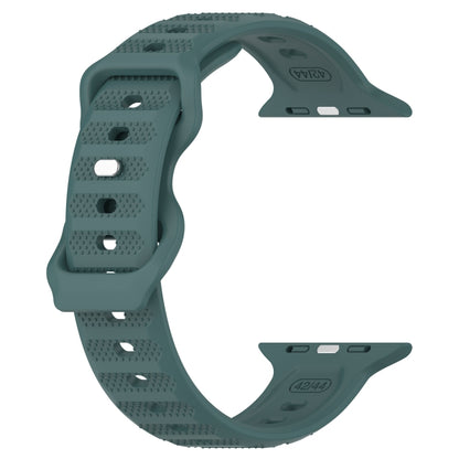 For Apple Watch 8 45mm Reverse Buckle Dot Texture Silicone Watch Band(Olive Green) - Watch Bands by PMC Jewellery | Online Shopping South Africa | PMC Jewellery