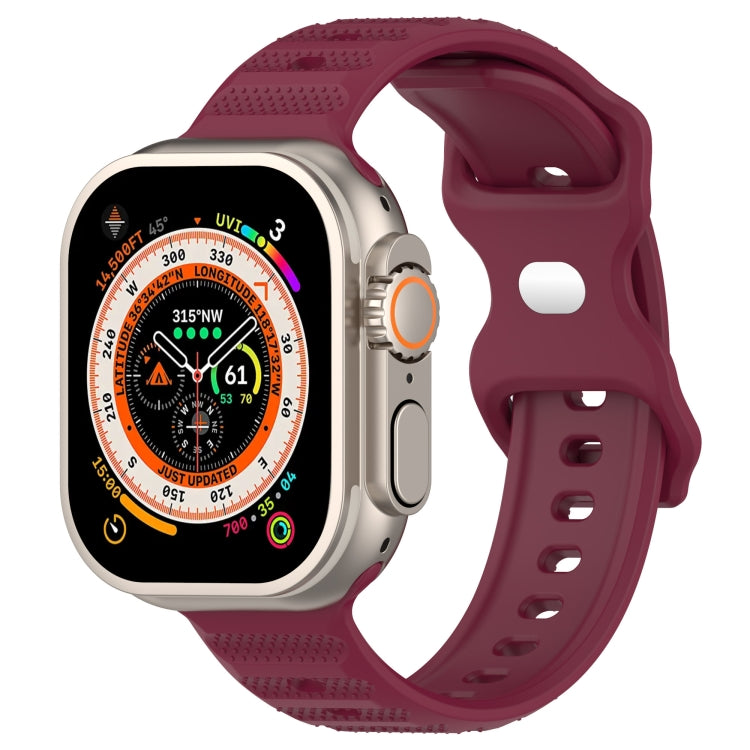 For Apple Watch 7 45mm Reverse Buckle Dot Texture Silicone Watch Band(Wine Red) - Watch Bands by PMC Jewellery | Online Shopping South Africa | PMC Jewellery