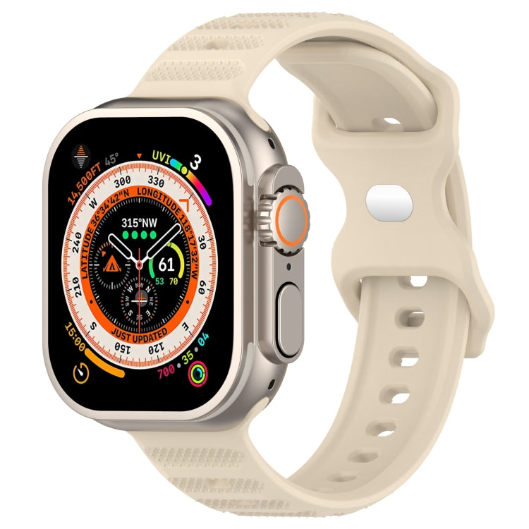 For Apple Watch 7 45mm Reverse Buckle Dot Texture Silicone Watch Band(Khaki) - Watch Bands by PMC Jewellery | Online Shopping South Africa | PMC Jewellery