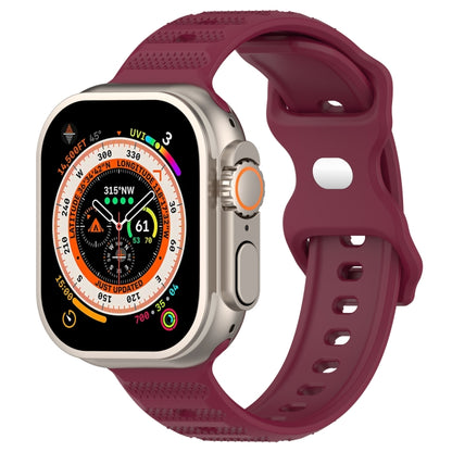 For Apple Watch 7 41mm Reverse Buckle Dot Texture Silicone Watch Band(Wine Red) - Watch Bands by PMC Jewellery | Online Shopping South Africa | PMC Jewellery