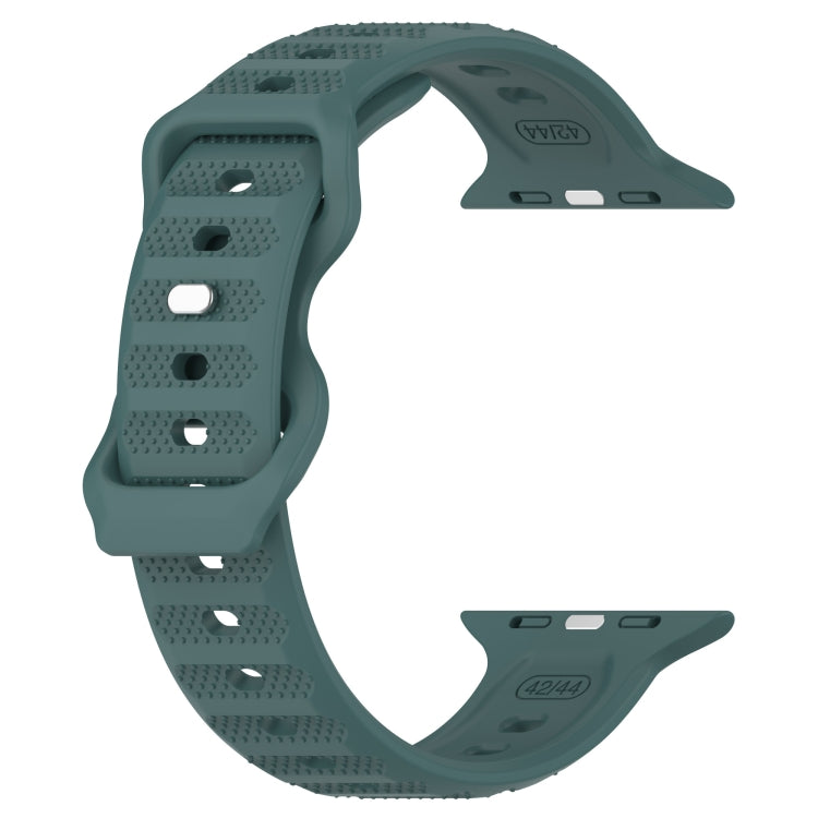 For Apple Watch 5 44mm Reverse Buckle Dot Texture Silicone Watch Band(Olive Green) - Watch Bands by PMC Jewellery | Online Shopping South Africa | PMC Jewellery