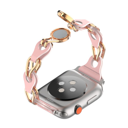 For Apple Watch 2 38mm Hollow Leather Chain Magnetic Buckle Watch Band(Pink) - Watch Bands by PMC Jewellery | Online Shopping South Africa | PMC Jewellery