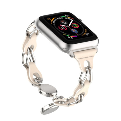 For Apple Watch SE 2022 40mm Hollow Leather Chain Magnetic Buckle Watch Band(Starlight Color) - Watch Bands by PMC Jewellery | Online Shopping South Africa | PMC Jewellery