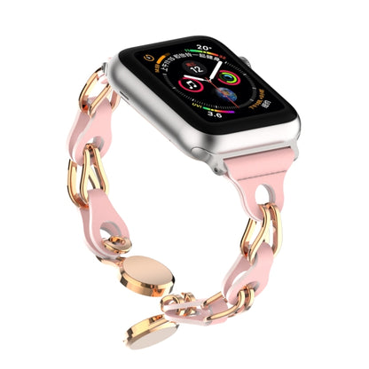 For Apple Watch 7 41mm Hollow Leather Chain Magnetic Buckle Watch Band(Pink) - Watch Bands by PMC Jewellery | Online Shopping South Africa | PMC Jewellery