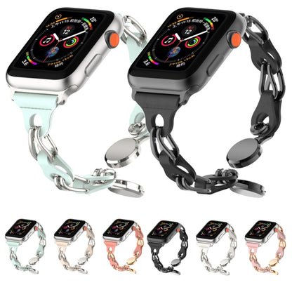 For Apple Watch 6 40mm Hollow Leather Chain Magnetic Buckle Watch Band(White) - Watch Bands by PMC Jewellery | Online Shopping South Africa | PMC Jewellery