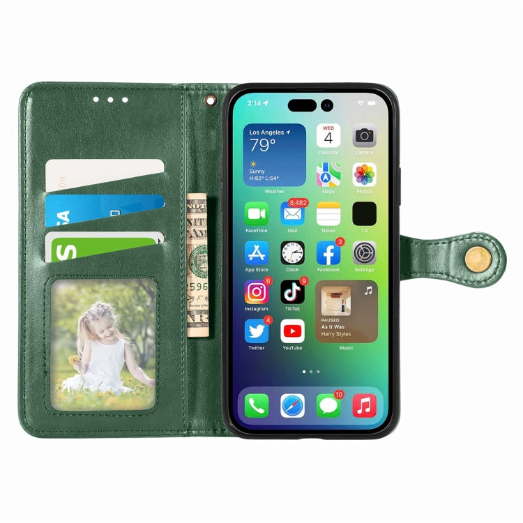 For  iPhone 15 Pro Max Retro Solid Color Buckle Leather Phone Case(Green) - iPhone 15 Pro Max Cases by PMC Jewellery | Online Shopping South Africa | PMC Jewellery