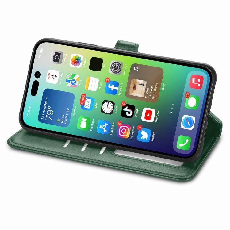 For  iPhone 15 Pro Max Retro Solid Color Buckle Leather Phone Case(Green) - iPhone 15 Pro Max Cases by PMC Jewellery | Online Shopping South Africa | PMC Jewellery