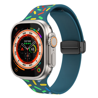 For Apple Watch 7 41mm Rainbow Dots Silicone Magnetic Black Buckle Watch Band(Blue) - Watch Bands by PMC Jewellery | Online Shopping South Africa | PMC Jewellery