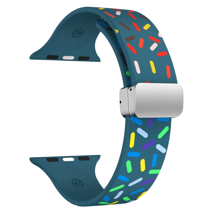 For Apple Watch SE 2022 40mm Rainbow Dots Silicone Magnetic Buckle Watch Band(Blue) - Watch Bands by PMC Jewellery | Online Shopping South Africa | PMC Jewellery