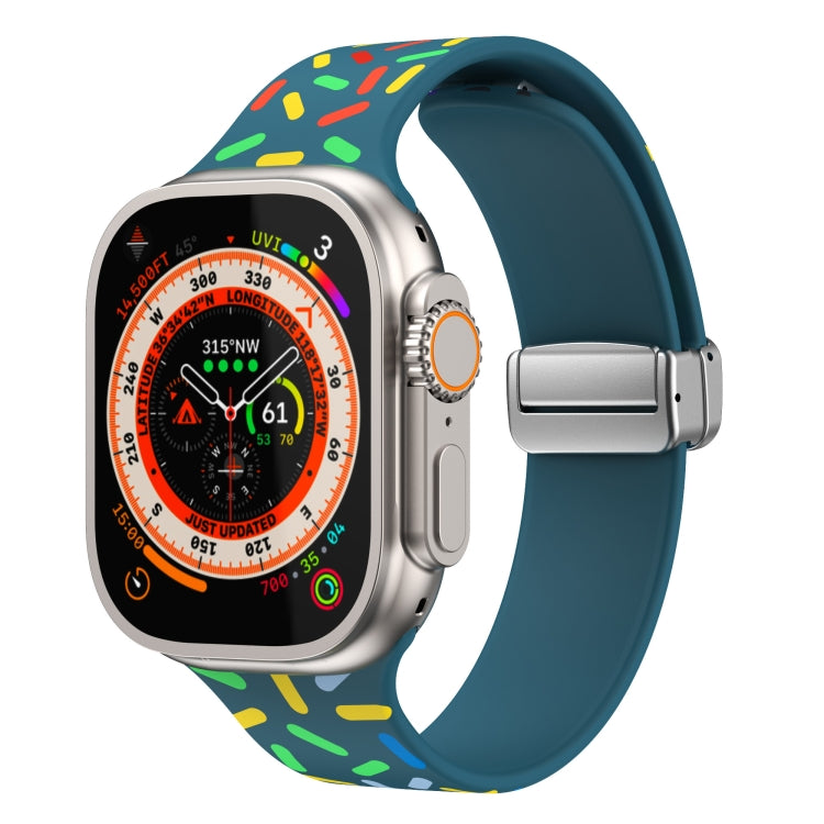 For Apple Watch 7 41mm Rainbow Dots Silicone Magnetic Buckle Watch Band(Blue) - Watch Bands by PMC Jewellery | Online Shopping South Africa | PMC Jewellery