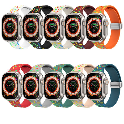 For Apple Watch 38mm Rainbow Dots Silicone Magnetic Buckle Watch Band(Blue) - Watch Bands by PMC Jewellery | Online Shopping South Africa | PMC Jewellery