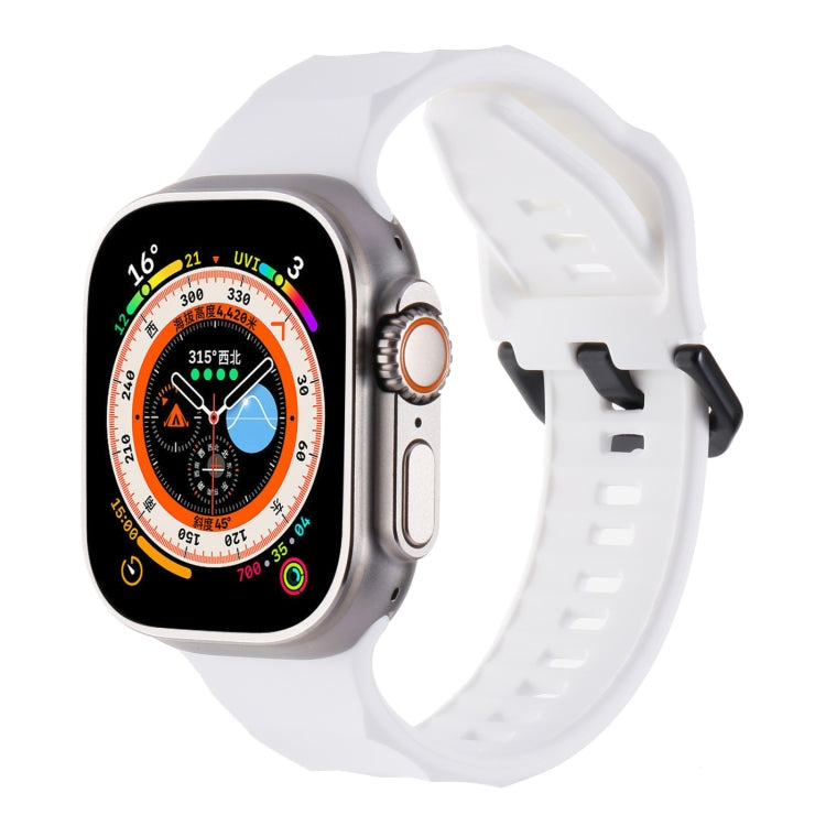 For Apple Watch Ultra 49mm Ripple Silicone Sports Watch Band(White) - Watch Bands by PMC Jewellery | Online Shopping South Africa | PMC Jewellery