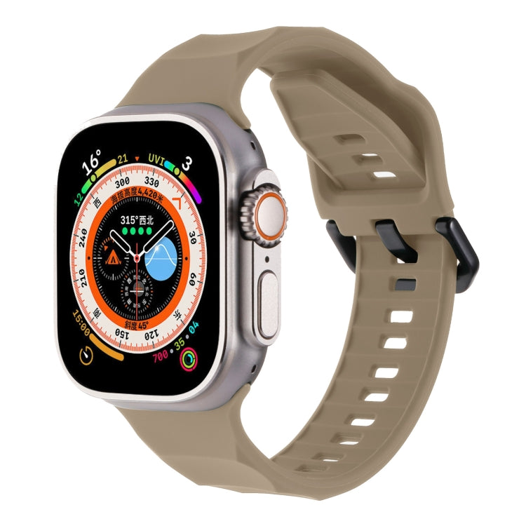 For Apple Watch Ultra 49mm Ripple Silicone Sports Watch Band(Brown) - Watch Bands by PMC Jewellery | Online Shopping South Africa | PMC Jewellery