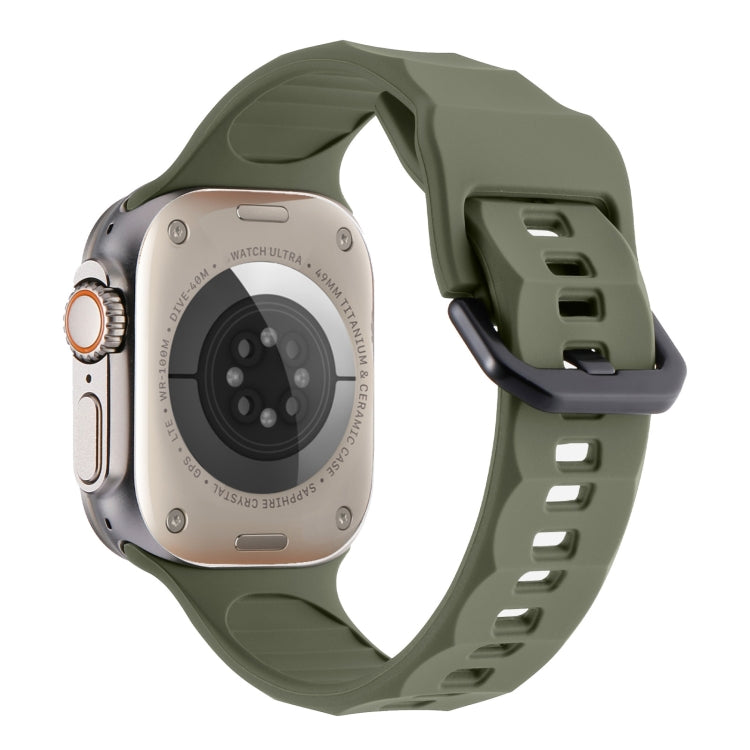 For Apple Watch 7 45mm Ripple Silicone Sports Watch Band(Dark Green) - Watch Bands by PMC Jewellery | Online Shopping South Africa | PMC Jewellery