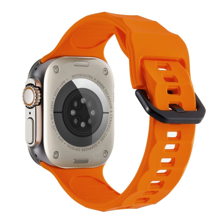 For Apple Watch 7 45mm Ripple Silicone Sports Watch Band(Orange) - Watch Bands by PMC Jewellery | Online Shopping South Africa | PMC Jewellery