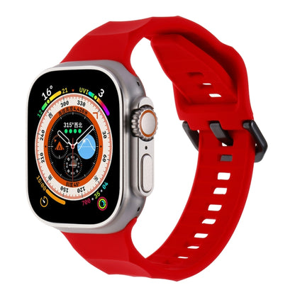 For Apple Watch 7 45mm Ripple Silicone Sports Watch Band(Red) - Watch Bands by PMC Jewellery | Online Shopping South Africa | PMC Jewellery