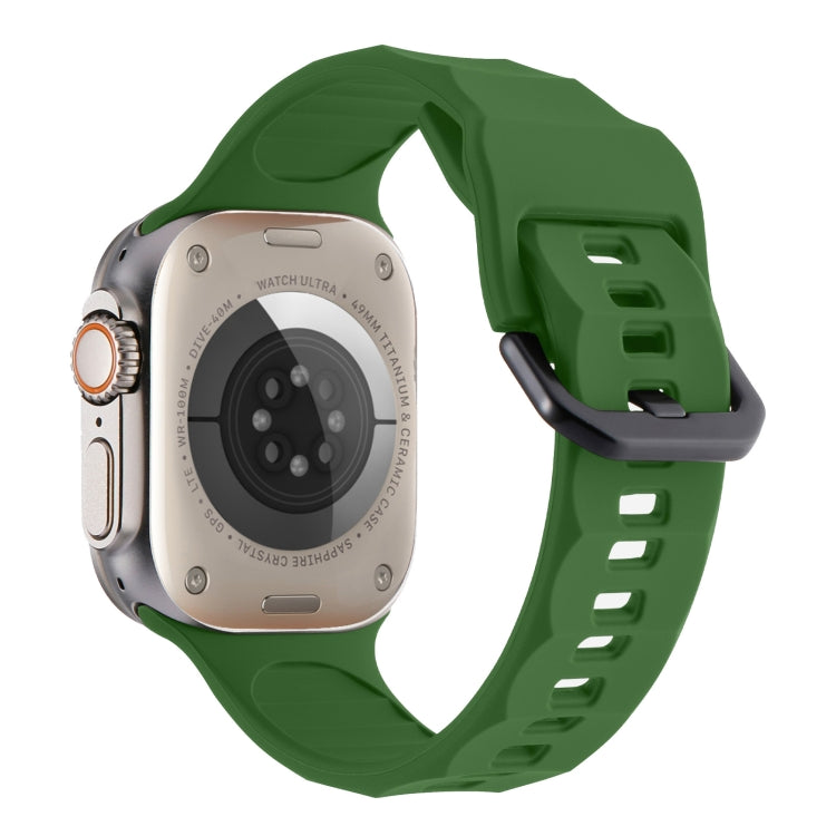 For Apple Watch SE 44mm Ripple Silicone Sports Watch Band(Army Green) - Watch Bands by PMC Jewellery | Online Shopping South Africa | PMC Jewellery