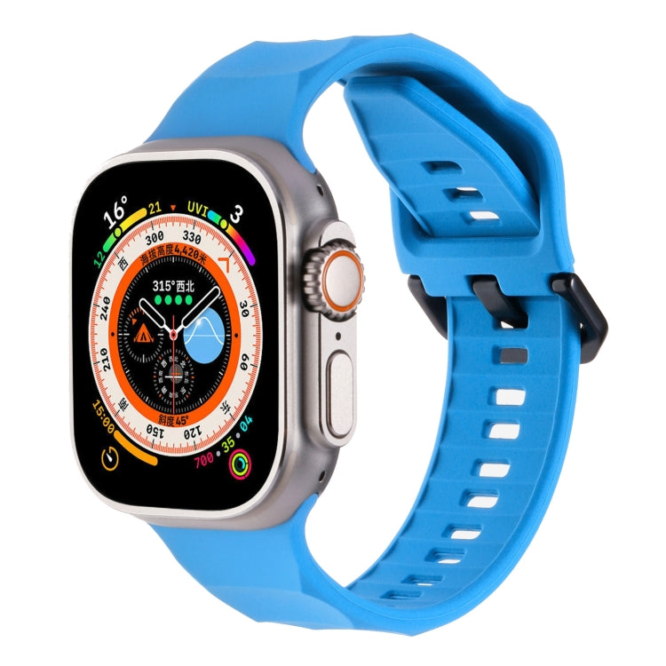 For Apple Watch 4 44mm Ripple Silicone Sports Watch Band(Sky Blue) - Watch Bands by PMC Jewellery | Online Shopping South Africa | PMC Jewellery