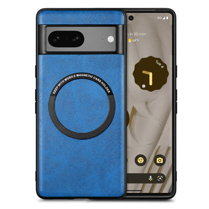 For Google Pixel 7A Solid Color Leather Skin Back Cover Phone Case(Blue) - Google Cases by PMC Jewellery | Online Shopping South Africa | PMC Jewellery