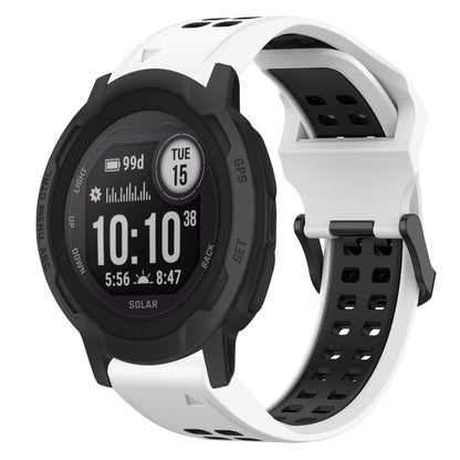 For Garmin  Instinct 2 Solar 22mm Two-Color Reverse Buckle Silicone Watch Band(White+Black) - Watch Bands by PMC Jewellery | Online Shopping South Africa | PMC Jewellery