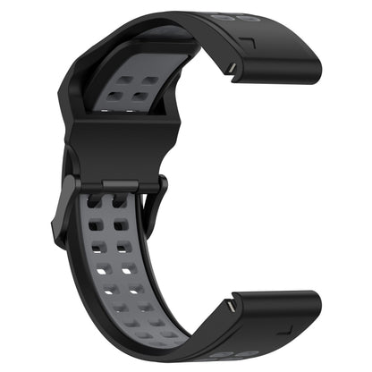 For Garmin  Instinct 2 Solar 22mm Two-Color Reverse Buckle Silicone Watch Band(Black+Grey) - Watch Bands by PMC Jewellery | Online Shopping South Africa | PMC Jewellery