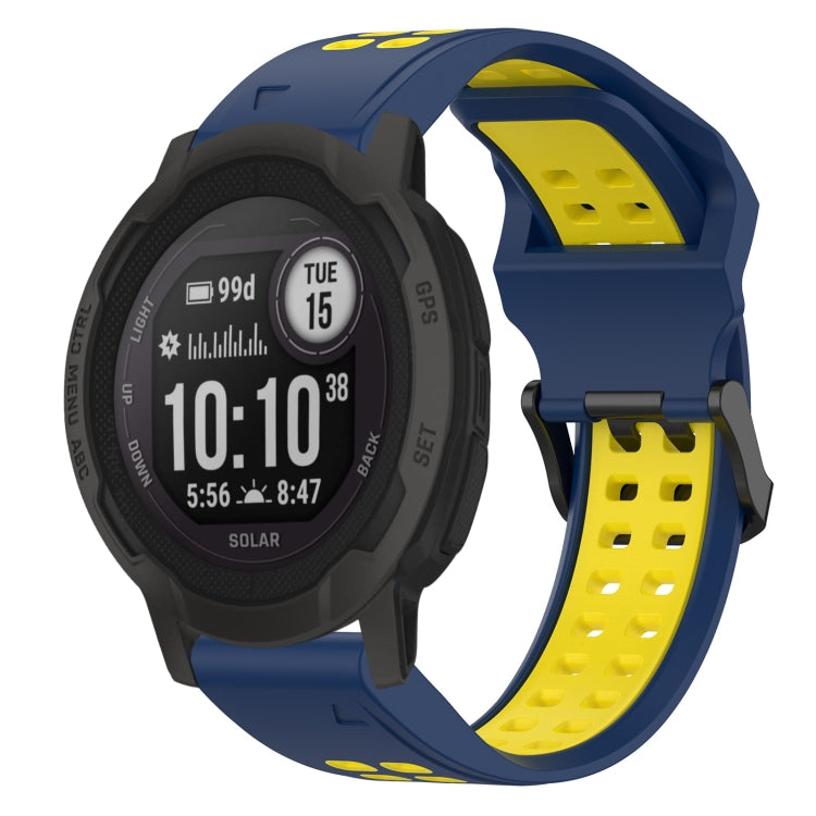 For Garmin  Instinct 2 Solar 22mm Two-Color Reverse Buckle Silicone Watch Band(Blue+Yellow) - Watch Bands by PMC Jewellery | Online Shopping South Africa | PMC Jewellery