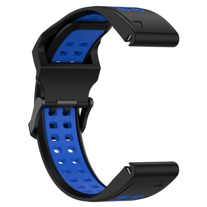 For Garmin Epix Pro 47mm 22mm Two-Color Reverse Buckle Silicone Watch Band(Black+Blue) - Watch Bands by PMC Jewellery | Online Shopping South Africa | PMC Jewellery