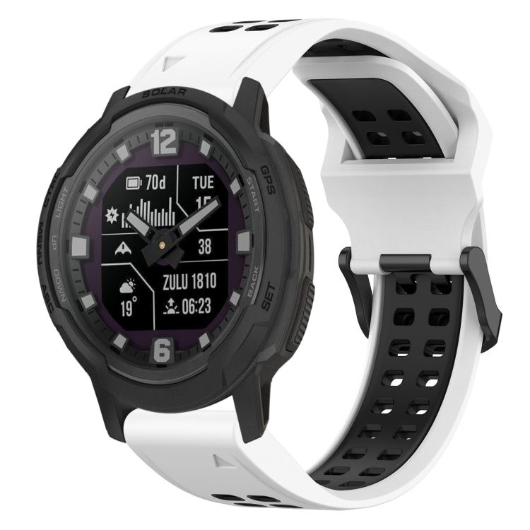 For Garmin Instinct Crossover 22mm Two-Color Reverse Buckle Silicone Watch Band(White+Black) - Watch Bands by PMC Jewellery | Online Shopping South Africa | PMC Jewellery