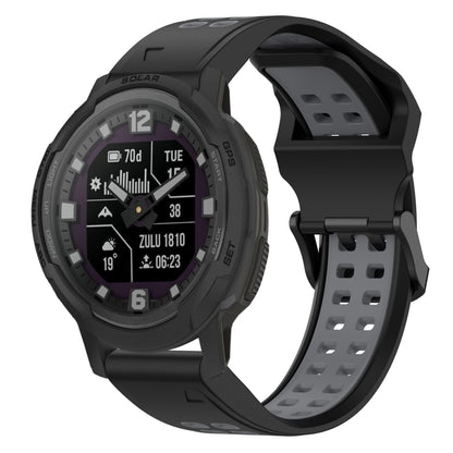 For Garmin Instinct Crossover 22mm Two-Color Reverse Buckle Silicone Watch Band(Black+Grey) - Watch Bands by PMC Jewellery | Online Shopping South Africa | PMC Jewellery