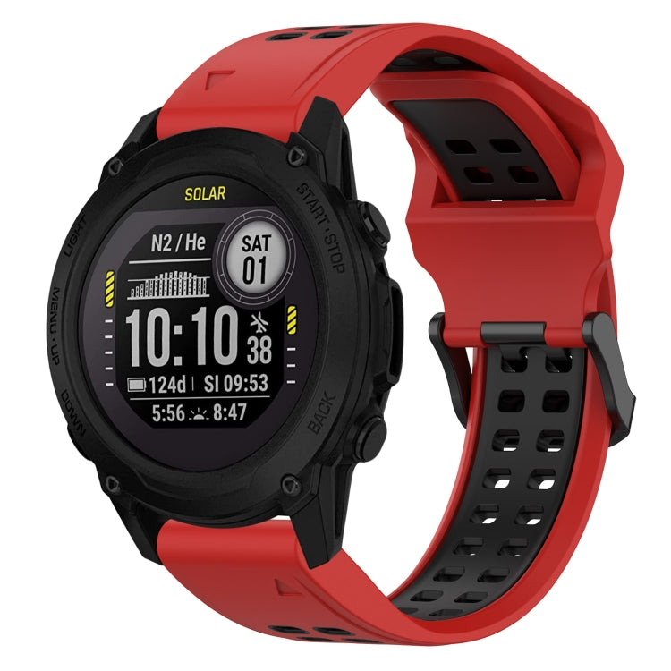 For Garmin Descent G1 22mm Two-Color Reverse Buckle Silicone Watch Band(Red+Black) - Watch Bands by PMC Jewellery | Online Shopping South Africa | PMC Jewellery