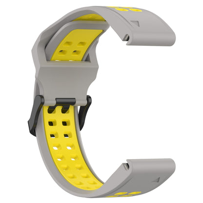 For Garmin Forerunner 955 22mm Two-Color Reverse Buckle Silicone Watch Band(Grey+Yellow) - Watch Bands by PMC Jewellery | Online Shopping South Africa | PMC Jewellery