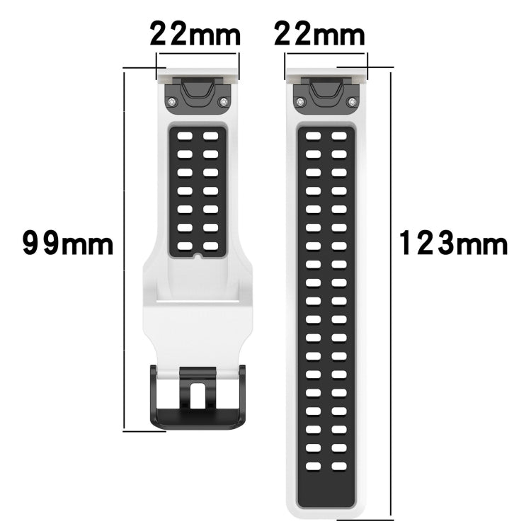 For Garmin Fenix 5 22mm Two-Color Reverse Buckle Silicone Watch Band(White+Black) - Watch Bands by PMC Jewellery | Online Shopping South Africa | PMC Jewellery